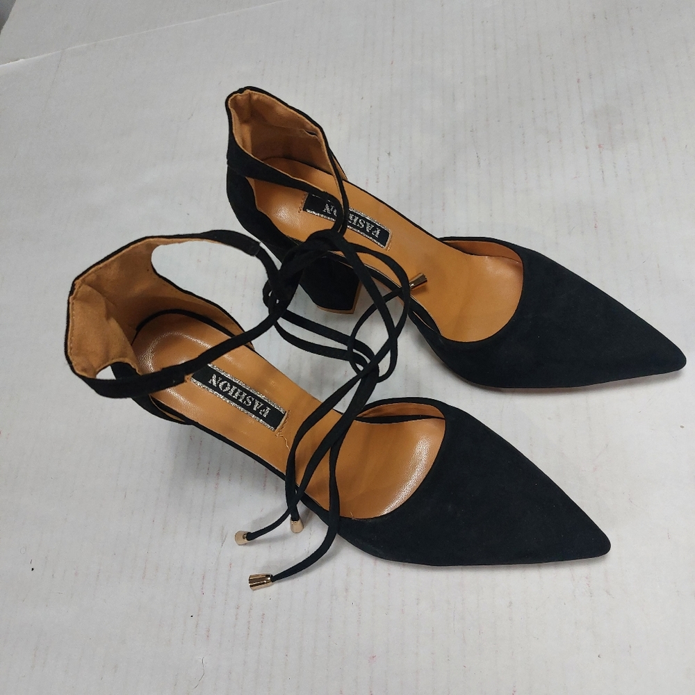 Black Block Heels Shoes Size 40
